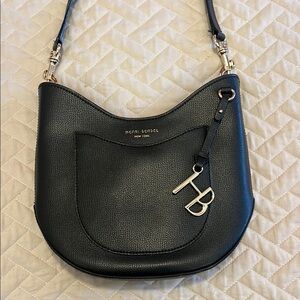 Henri Bendel Black Shoulder Saddle Bag (Crescent Silhouette)